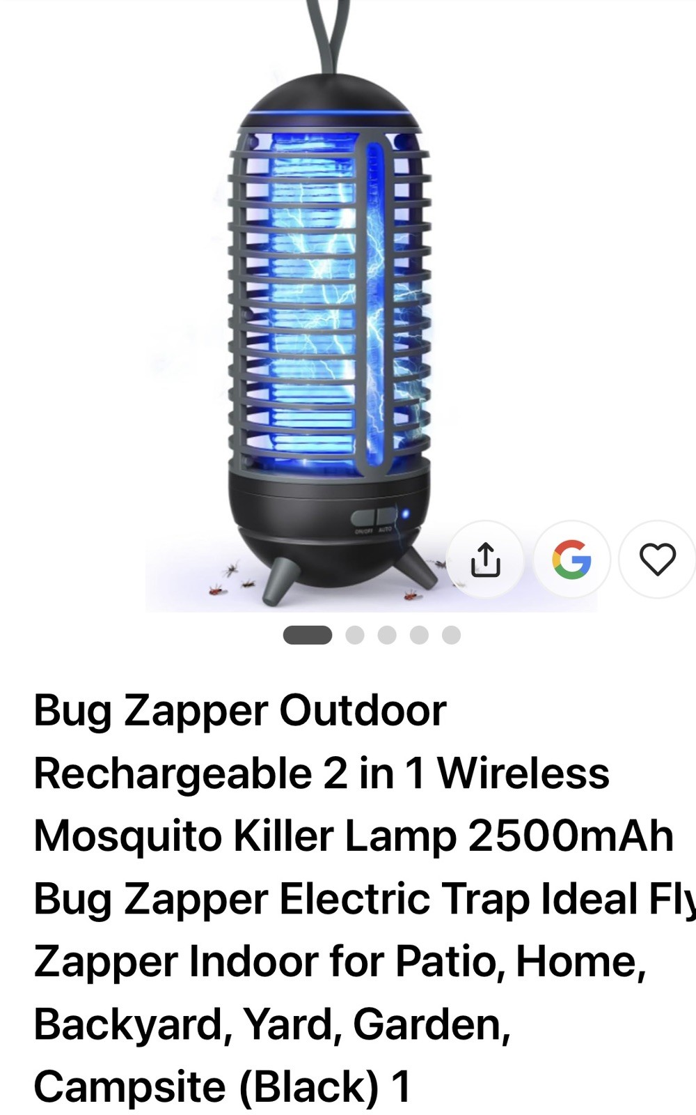 Cordless Bug Zapper DYW-006 LED UV Light 2500mAh Rechargeable Waterproof