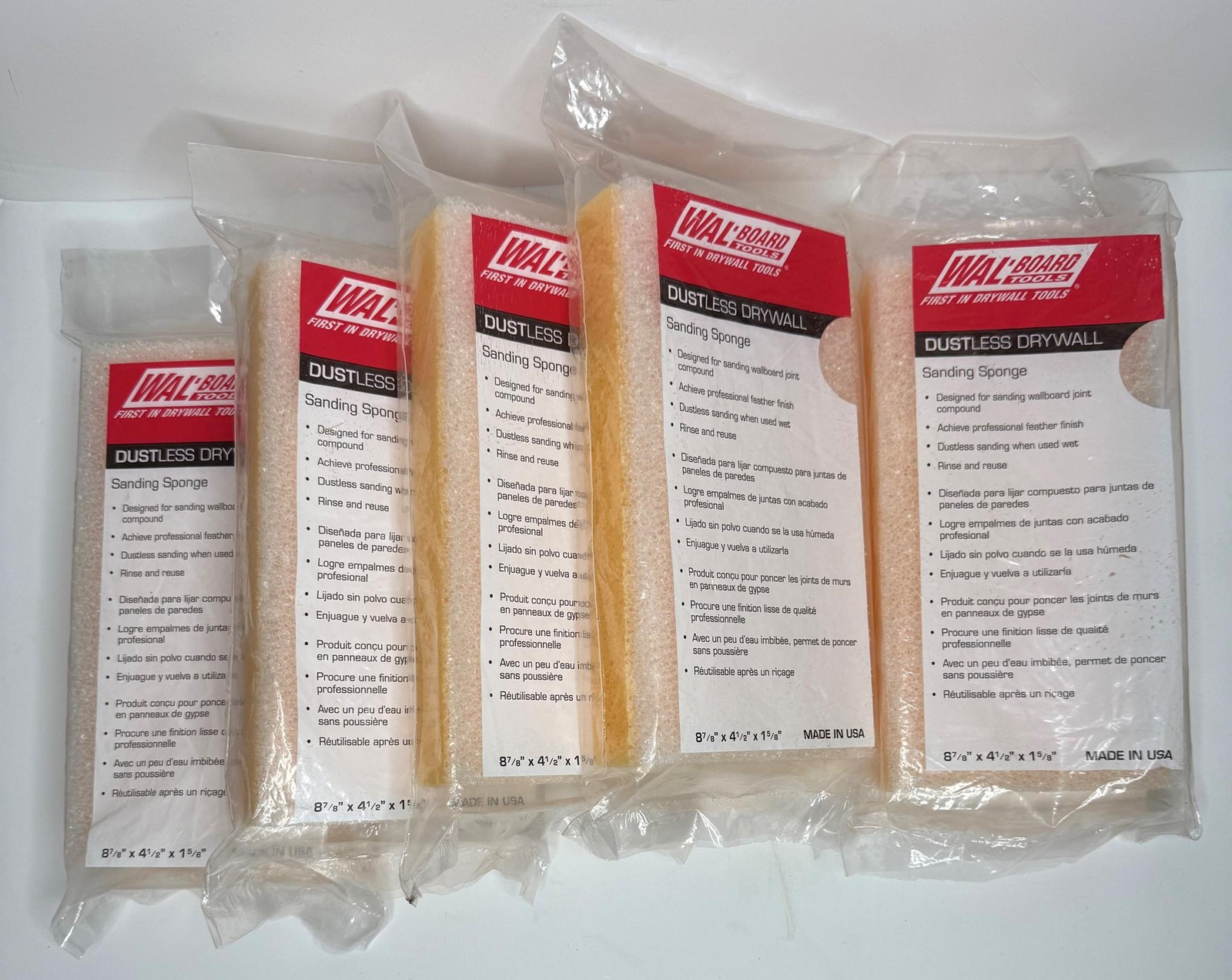 Lot 5 Wal-Board Tools Dustless Drywall Sanding Sponge 038-030 NEW d6