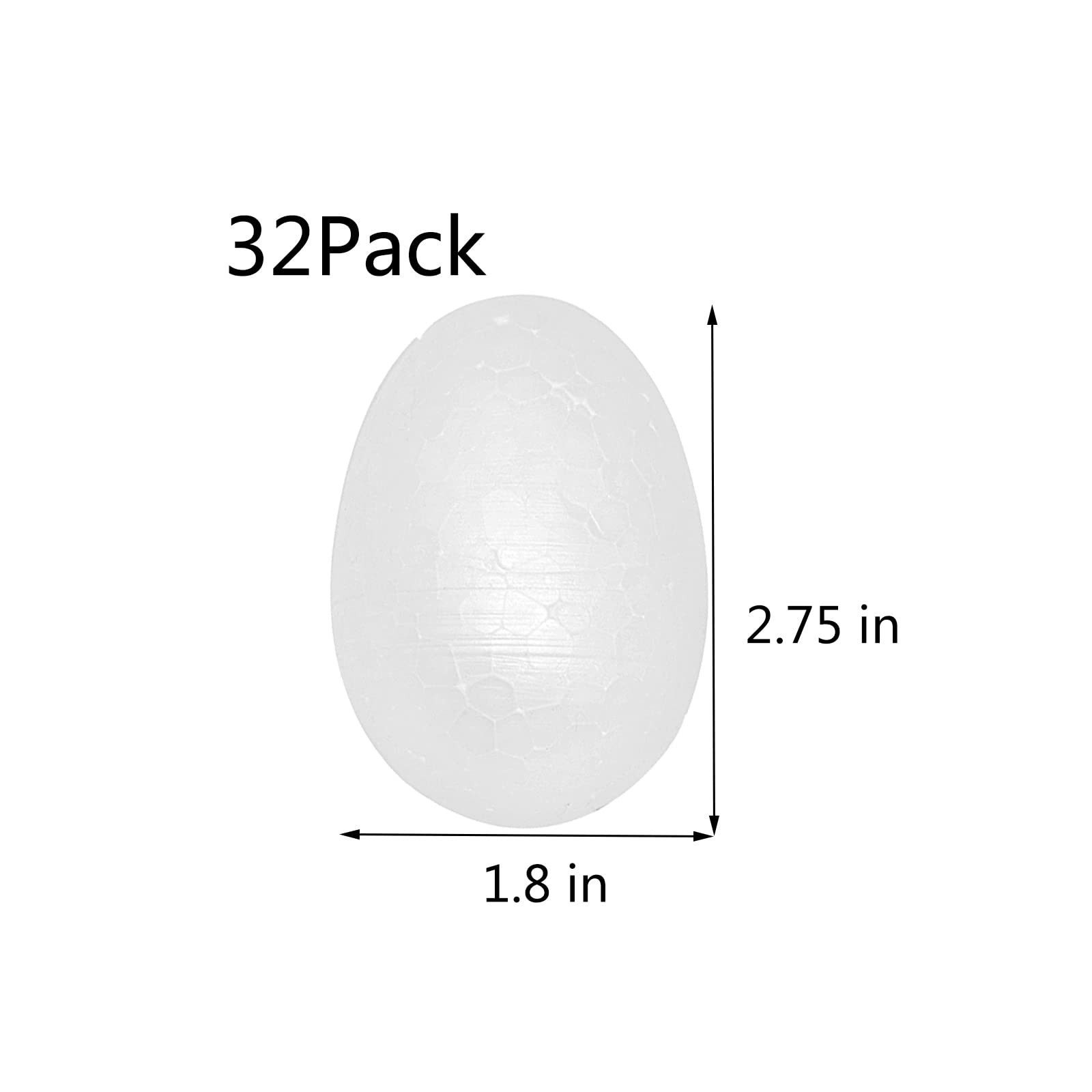 FFchuanhe 2.75 Inch 32 Pack Craft Foam Eggs, Polystyrene Foam Eggs, Easter, C...
