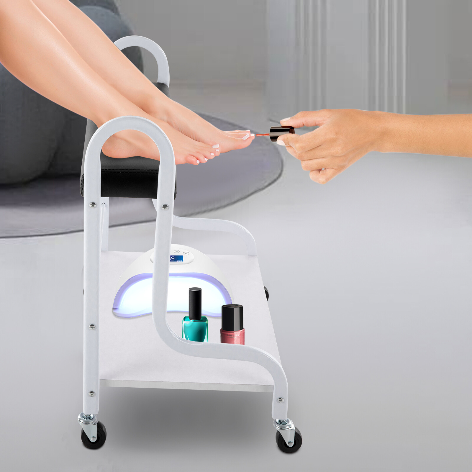 2-Tiers Portable Beauty Salon Foot Bath Spa Trolley Manicure Foot Rest Cart