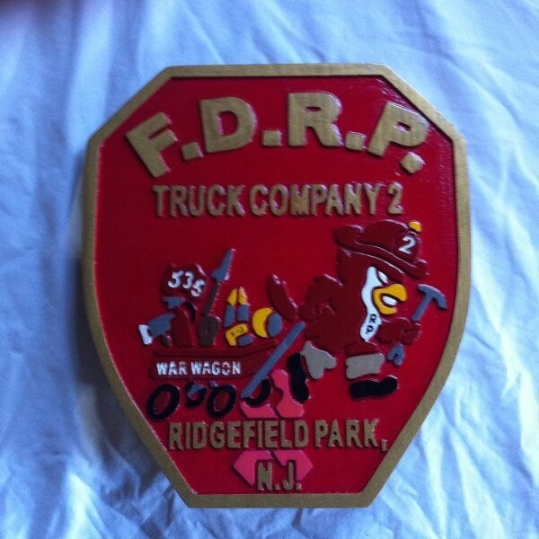 Fire Department Ridgefield Park 3D routed wood patch Plaque sign Custom