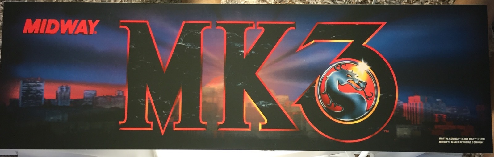 Mortal Kombat 3 Arcade Marquee 25" x 7.5"