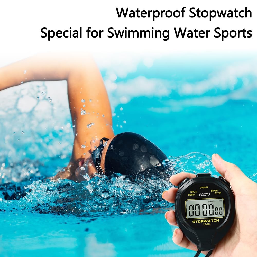 Digital Waterproof Stopwatch, No Bells No Whistles Simple Basic Operation Silent