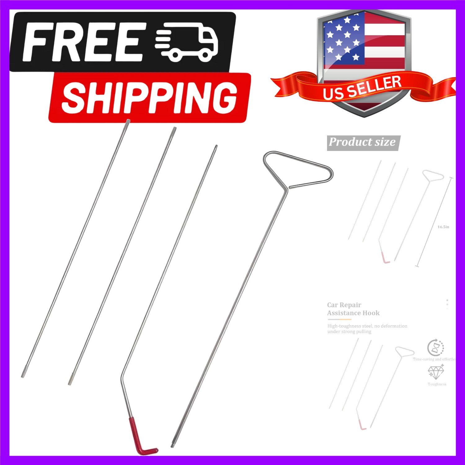 4PCS , 63" Portable Multi-Use Vehicle Long Reacher Grabber Emergency Tool, Ad...