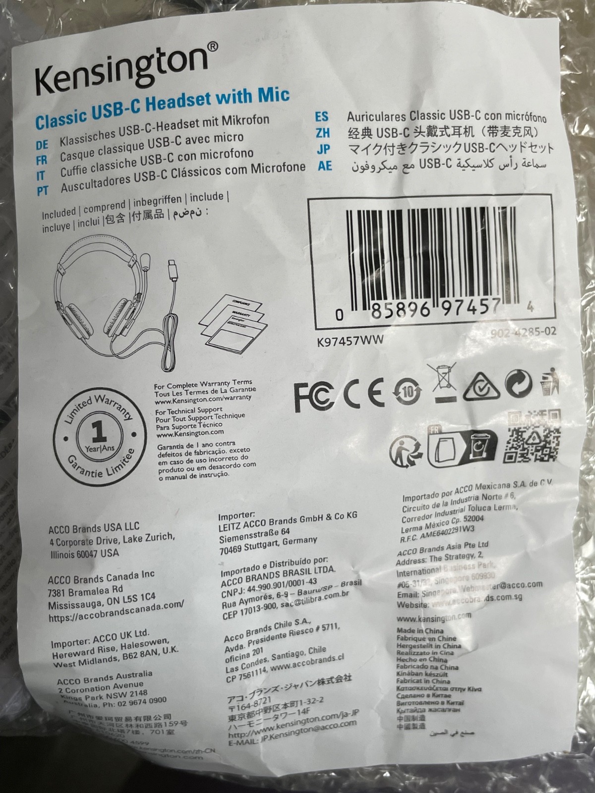 Kensington® Classic USB-C Headset with Mic