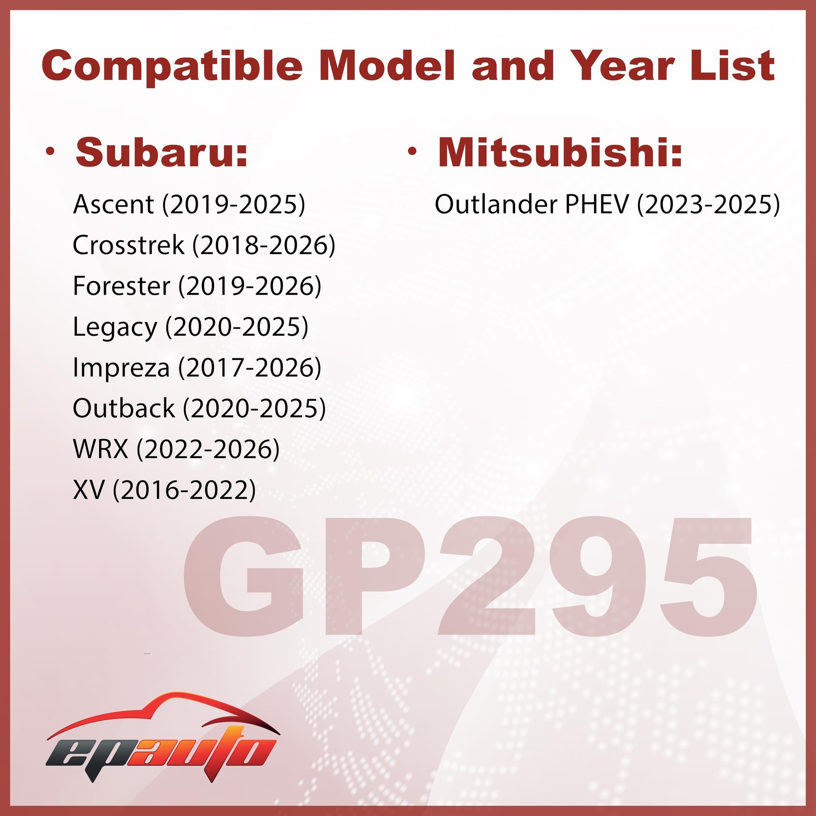 EPAuto GP295 (CA12295) Engine Air Filter Replacement for Subaru Crosstrek,...