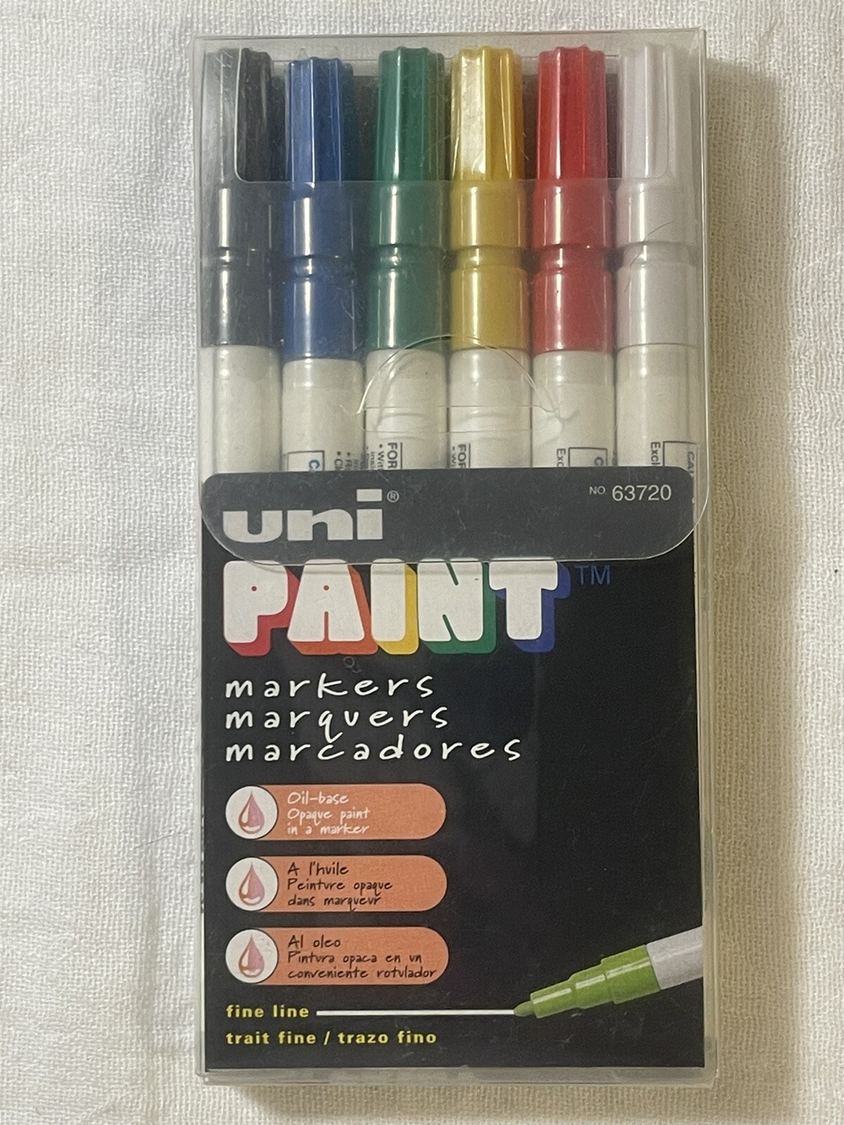 Uni Paint Markers, Fine Line, Oil Based, PX-21 Multicolor Set of 6, #63720, NOS