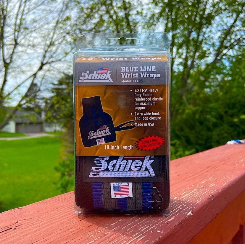 Schiek Blue Line Weight Wrist Wraps  12" Inch Exclusive Made In USA