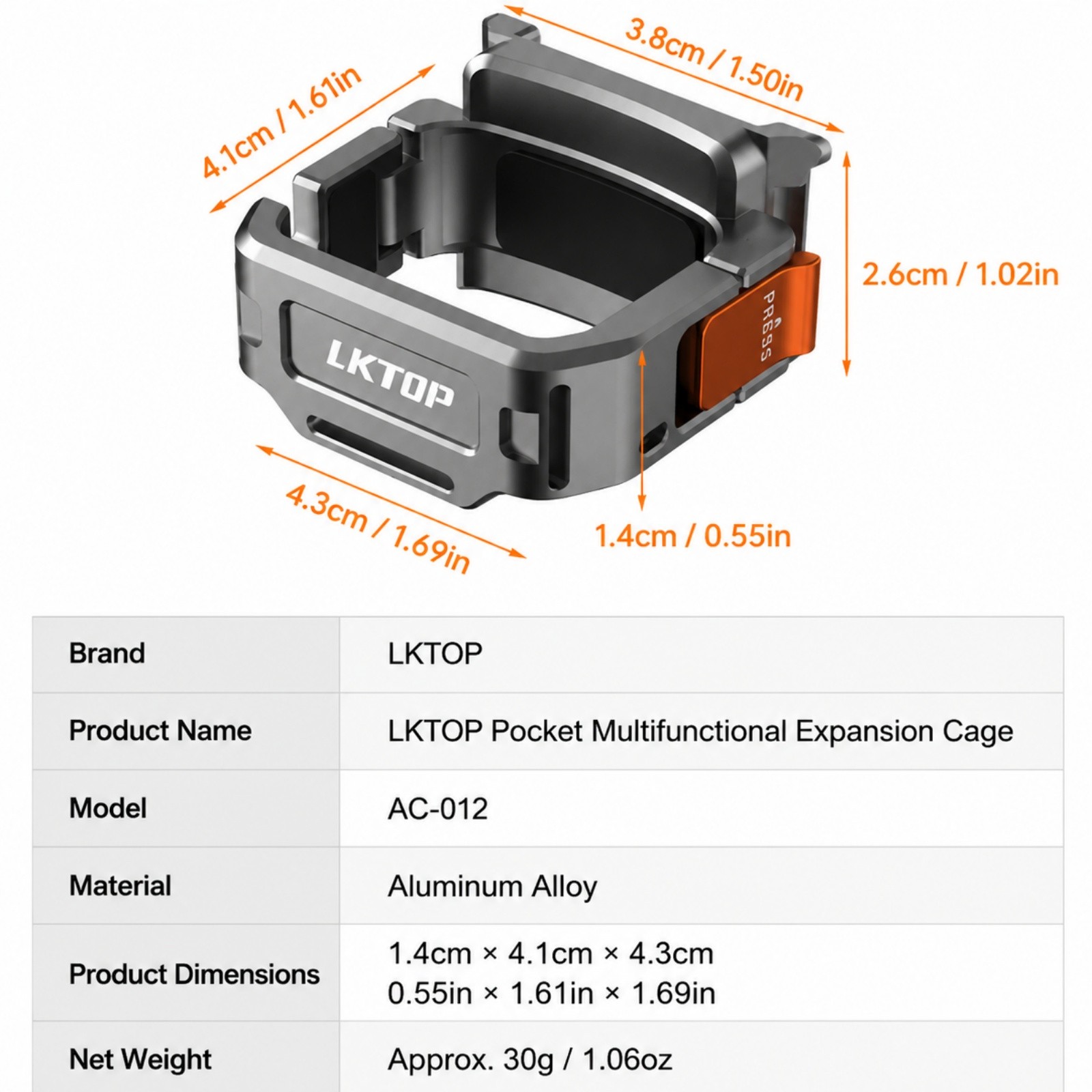 Protective Cage Expansion Adapter Action Camera for DJI Osmo Pocket4 3
