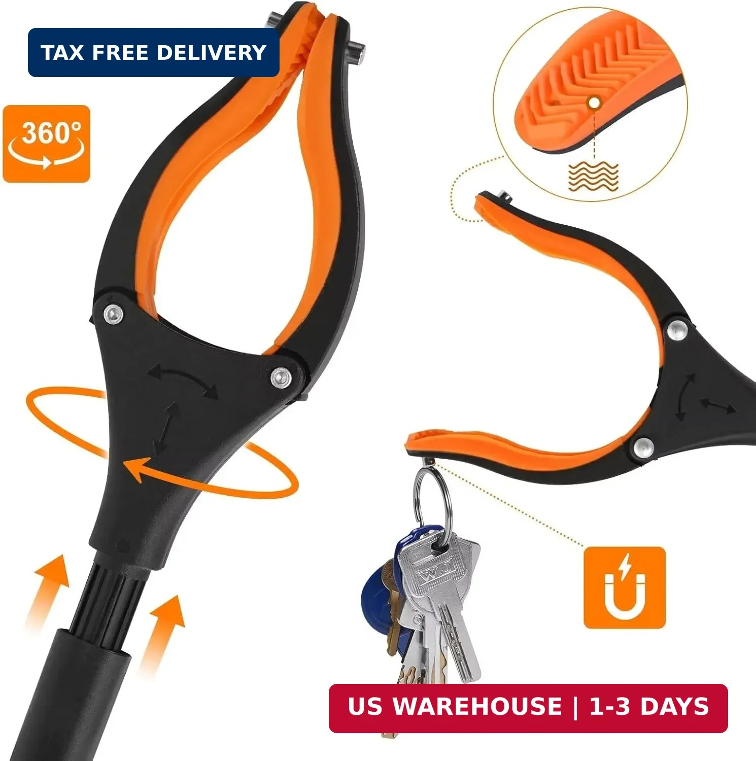 43" Extra Long Grabber Tool, Foldable Grabbers for Elderly Grab It Reaching Tool
