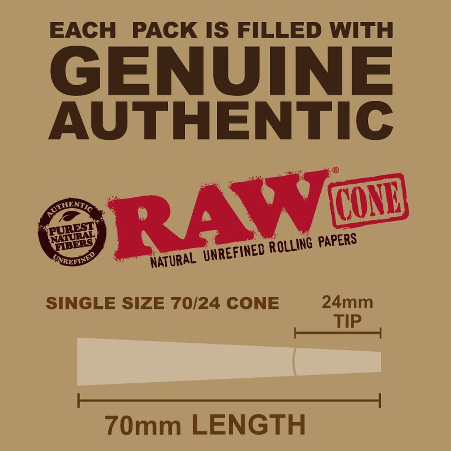 RAW Cones Single Size 70/24 Dogwalker: 50 Pack