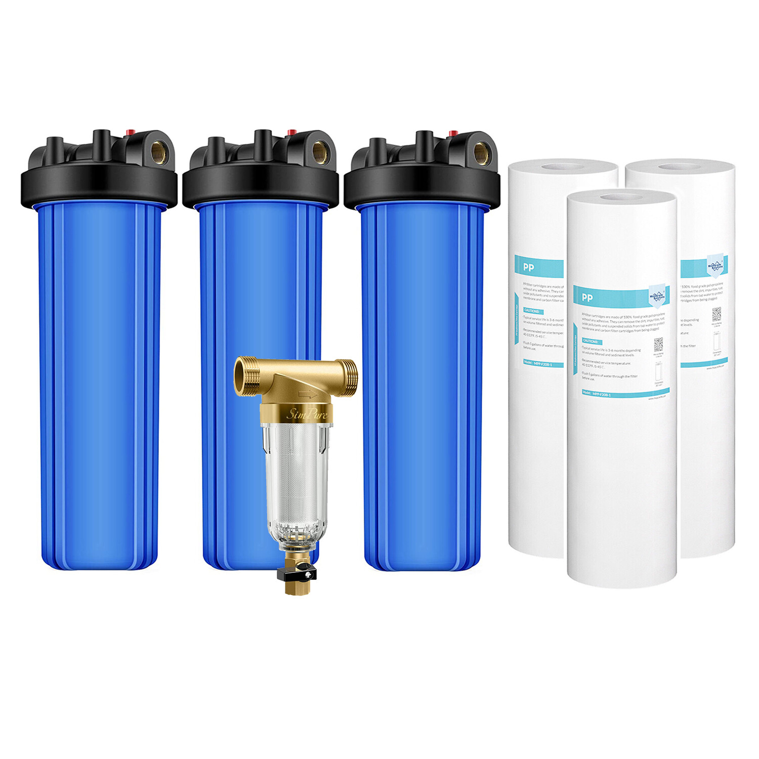 20 Inch Whole House Water Filter Housing Filtration System PP Sediment Cartridge