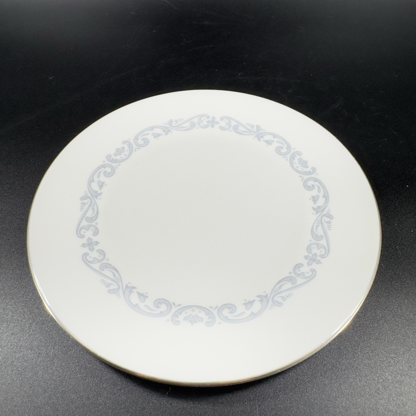 Minton Silver Scroll Pattern Round Porcelain Dish Plate Set 6 Made In England