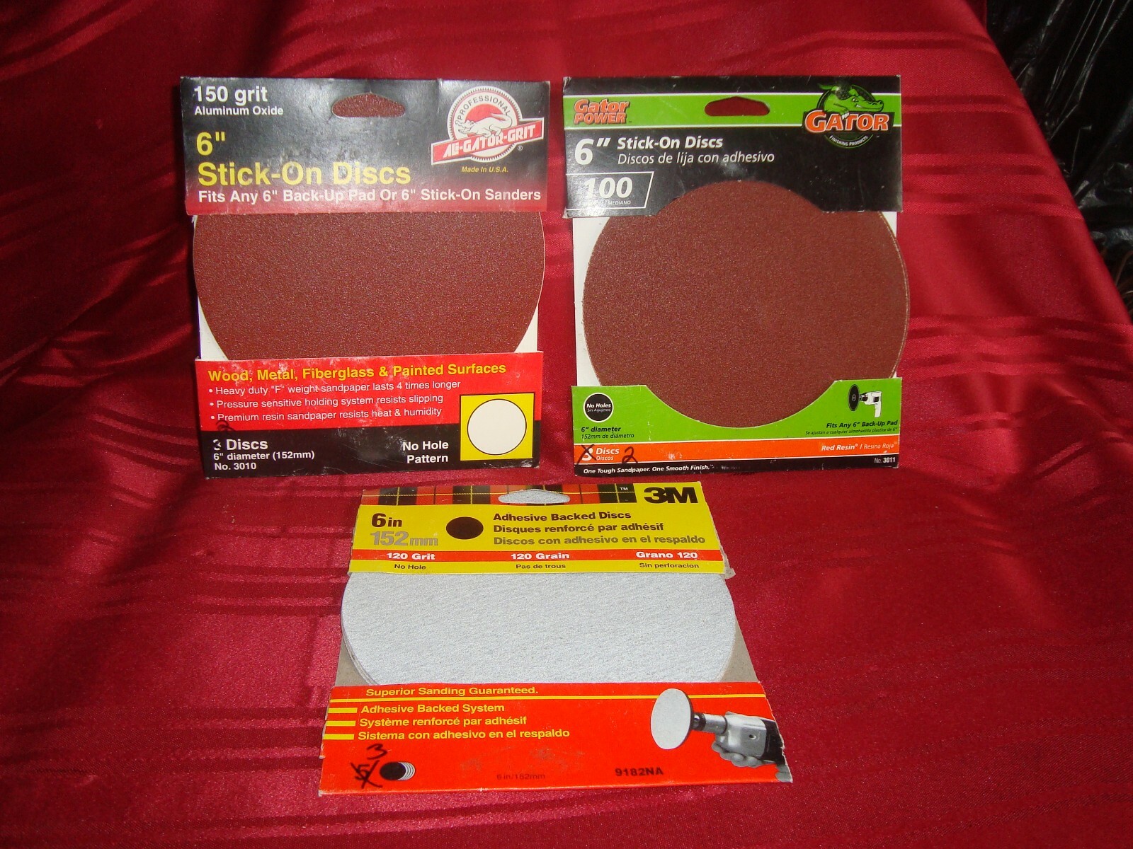 Seven 6" Stick On Sanding Discs 2 ea 150 Grit  3 ea 120 Grit  2 ea 100 Grit