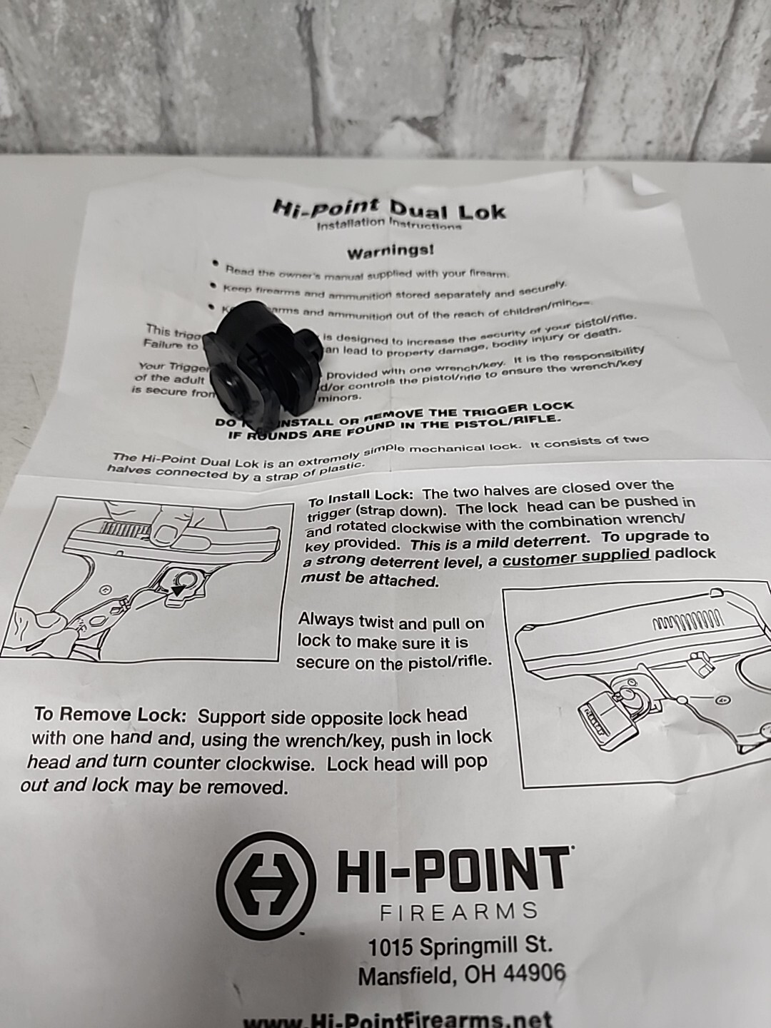 Hi-Point Dual Lok Firearms Trigger Lock