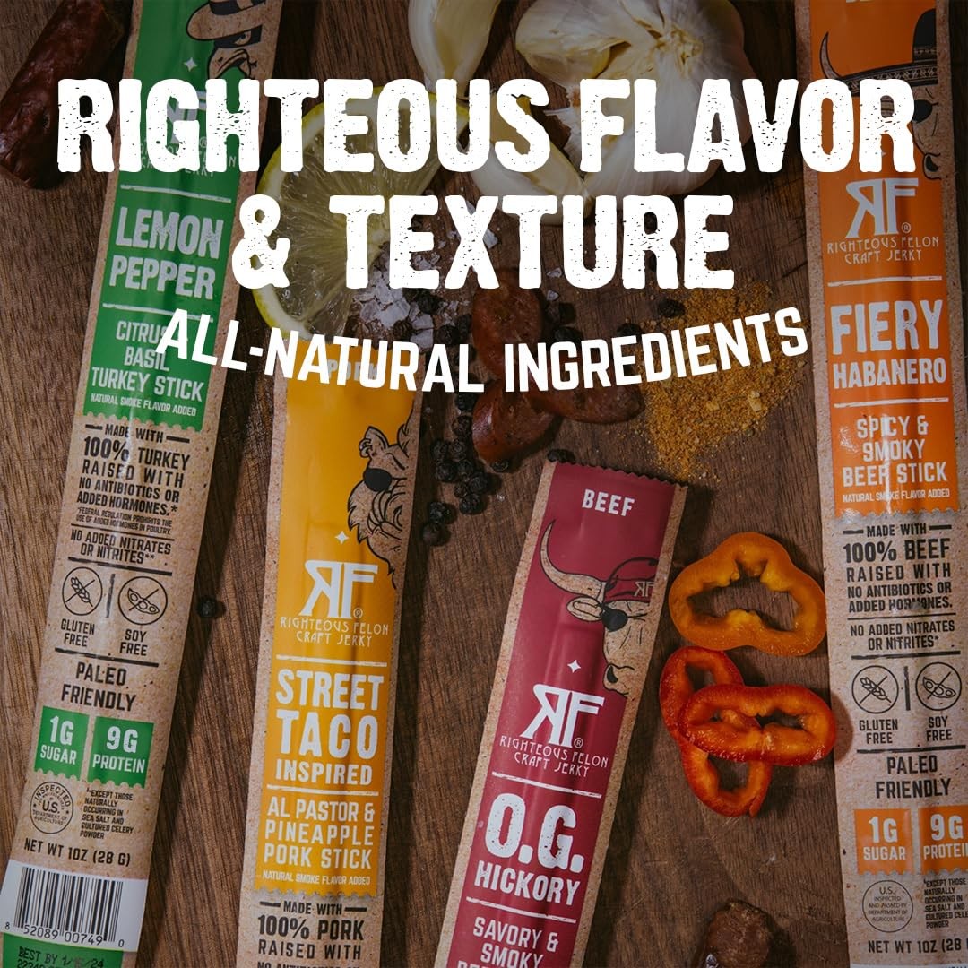 Righteous Felon Variety Meat Sticks | 100% Grass Fed 10 Ounce (Pack of 1)