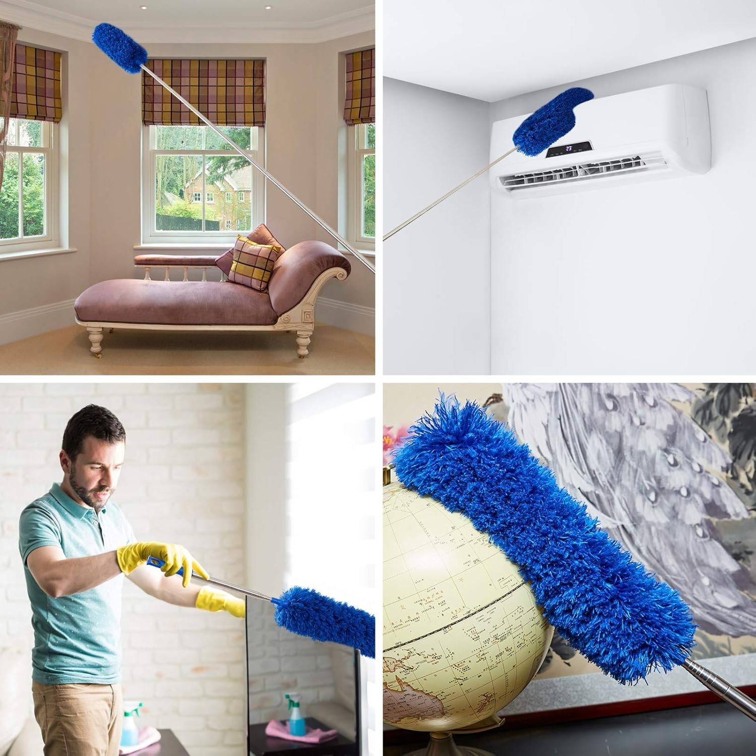 Blue Extendable Duster Set – 3 Pieces, Washable Feather & Microfiber