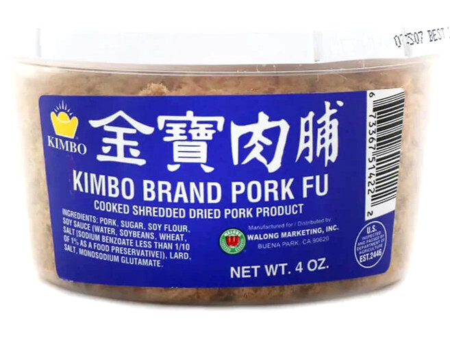 KIMBO Brand Pork Fu Cooked Shredded Dried Pork  Product 4 oz (Pack of 24)~9/2027