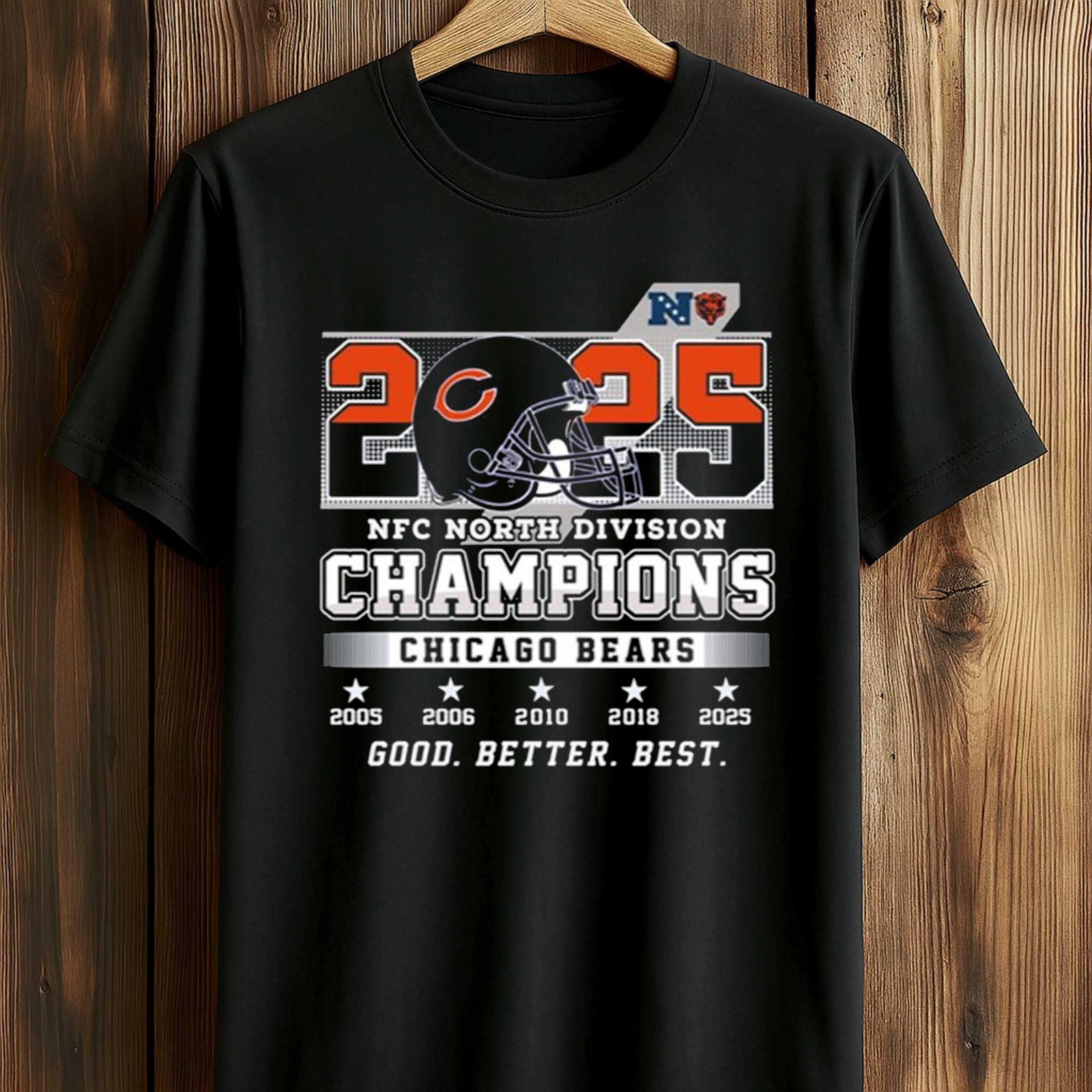 New Chicago Bears NFC North Division Champions 2025 black color shirt VK08350