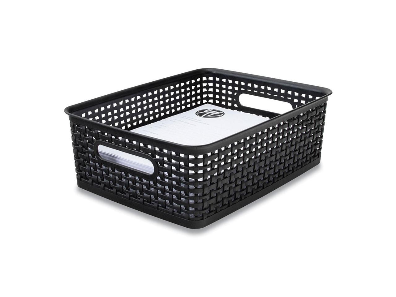 Advantus Plastic Weave Bin Medium 14" x 10.5" x 4.63" Black 36003