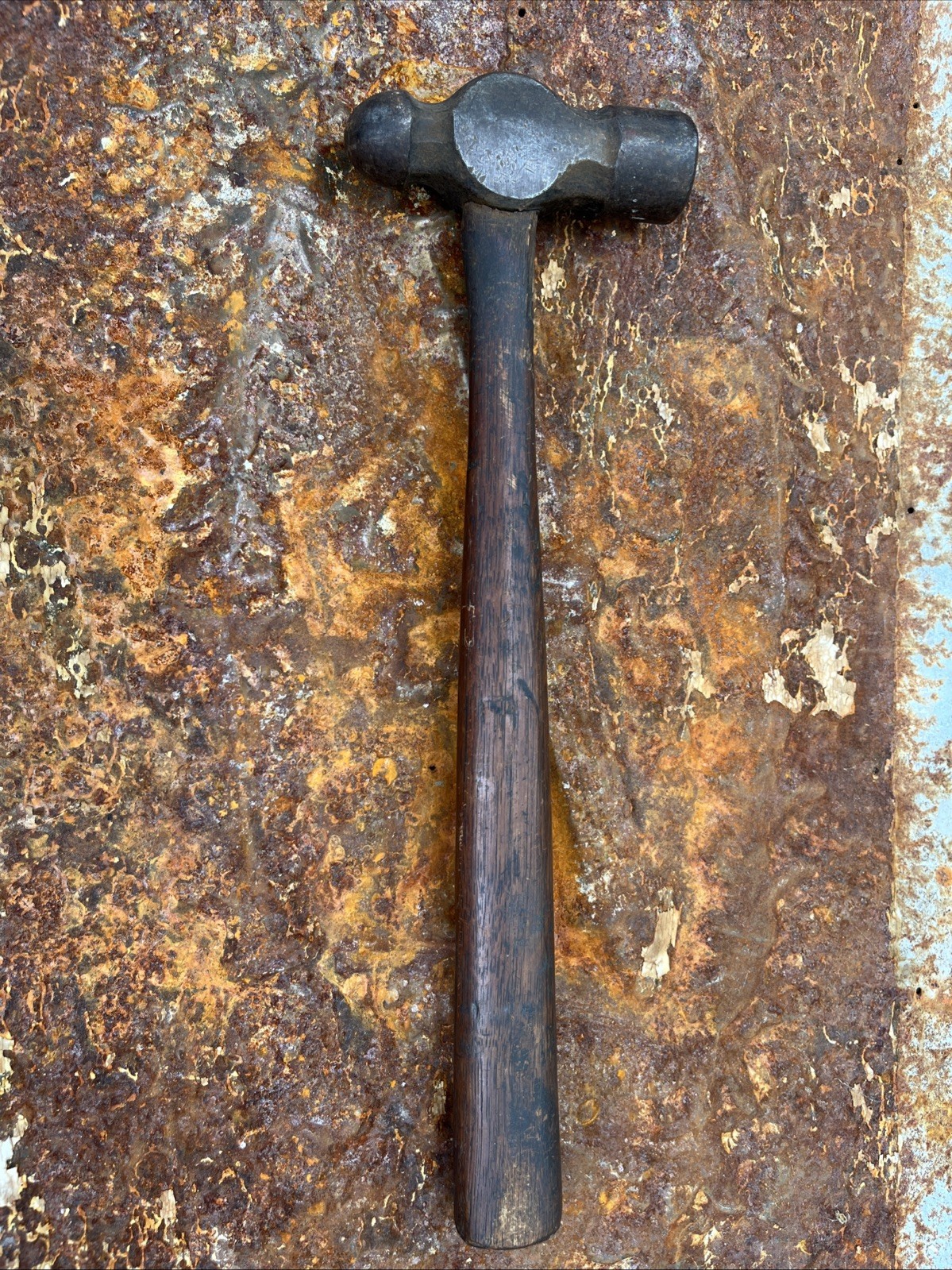VINTAGE PLUMB BALL PEEN HAMMER 16 OZ WOODEN HANDLE 14” OVER ALL 4 1/4” HEAD