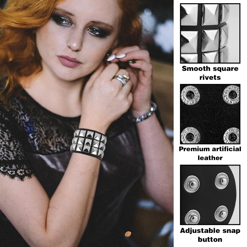 Studded Bracelets Punk Rock Gothic Emo Bracelet Rivets One size, Black