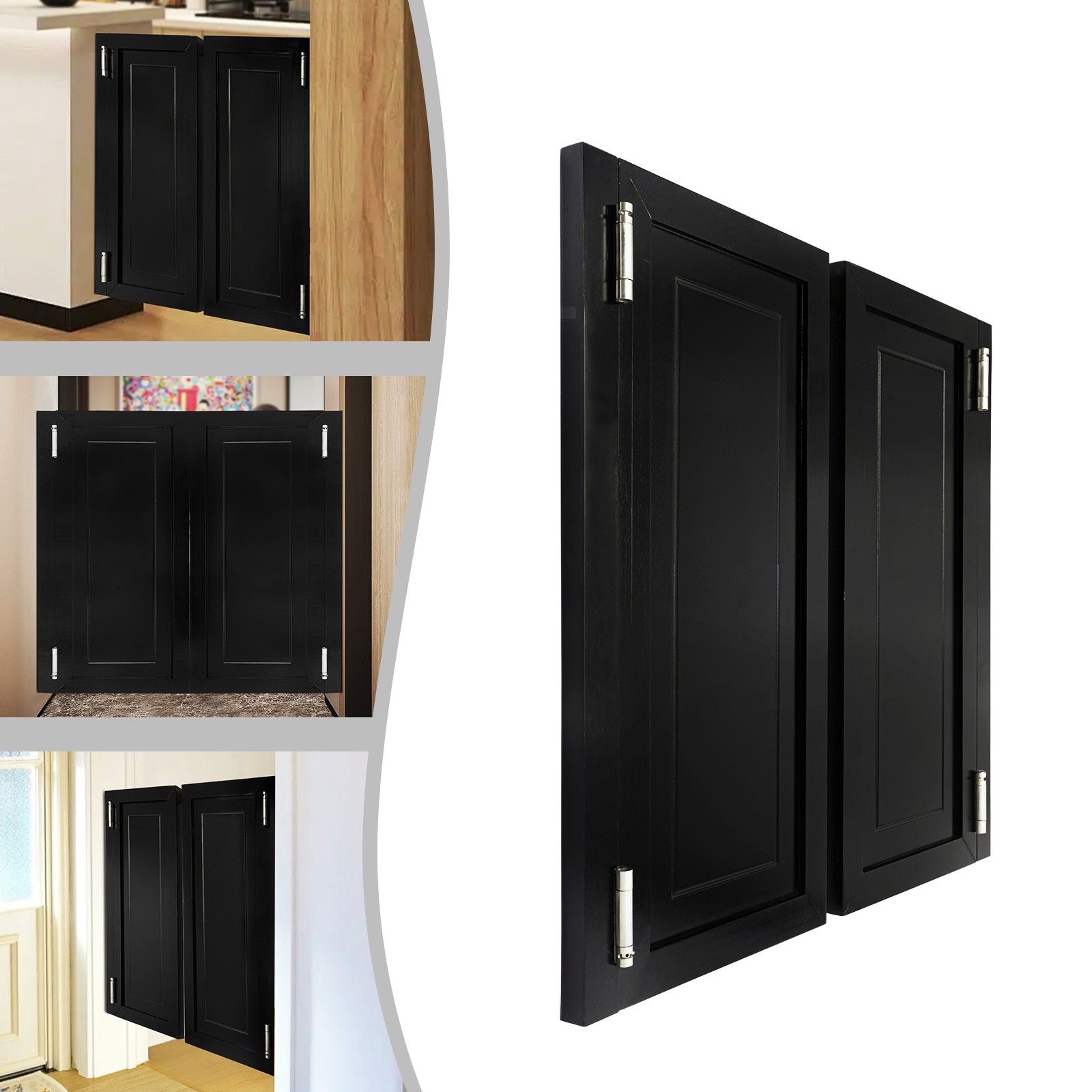 180° Swing Door Wood Partition Door Double-hinged Door For Entrance W/ 4*Hinges