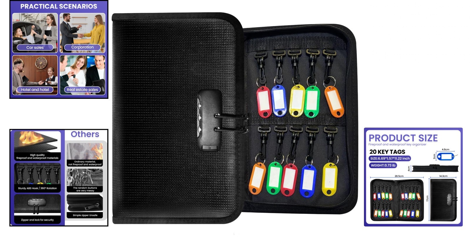 20Key Storage Box w/ Code Key Cabinet Organizer Wall Mount with Combination Lock