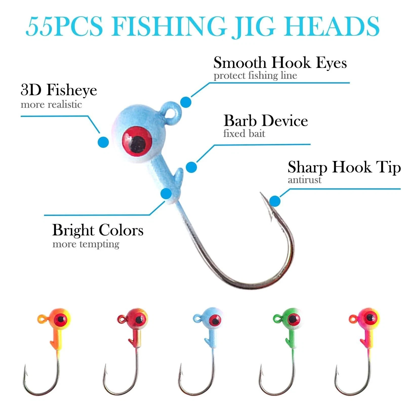135 PCS Crappie Lures Kit - Crappie Jig Heads Fishing Hooks for Soft Plastic ...