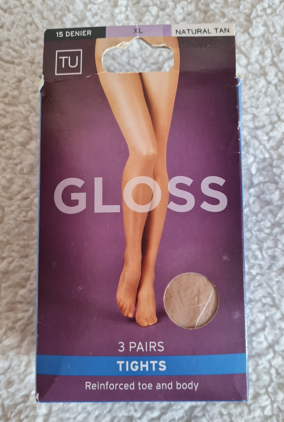 Ladies 15 Denier Natural Tan Gloss Tights x 3 Pairs Size XL Brand New In Box***