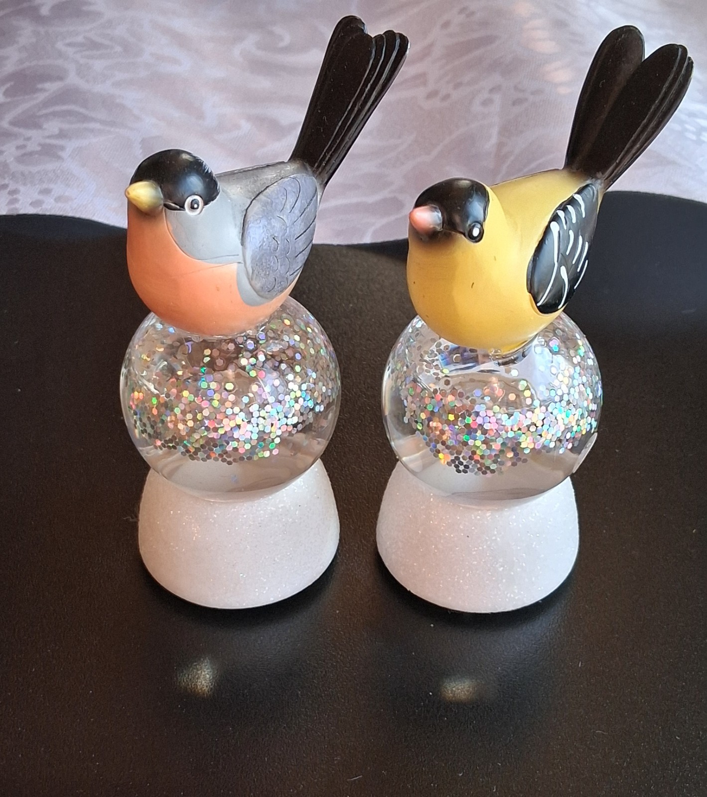 Songbird Light Up Mini Glitter Globe Figurine Decoration 3.5”H LED Tabletop