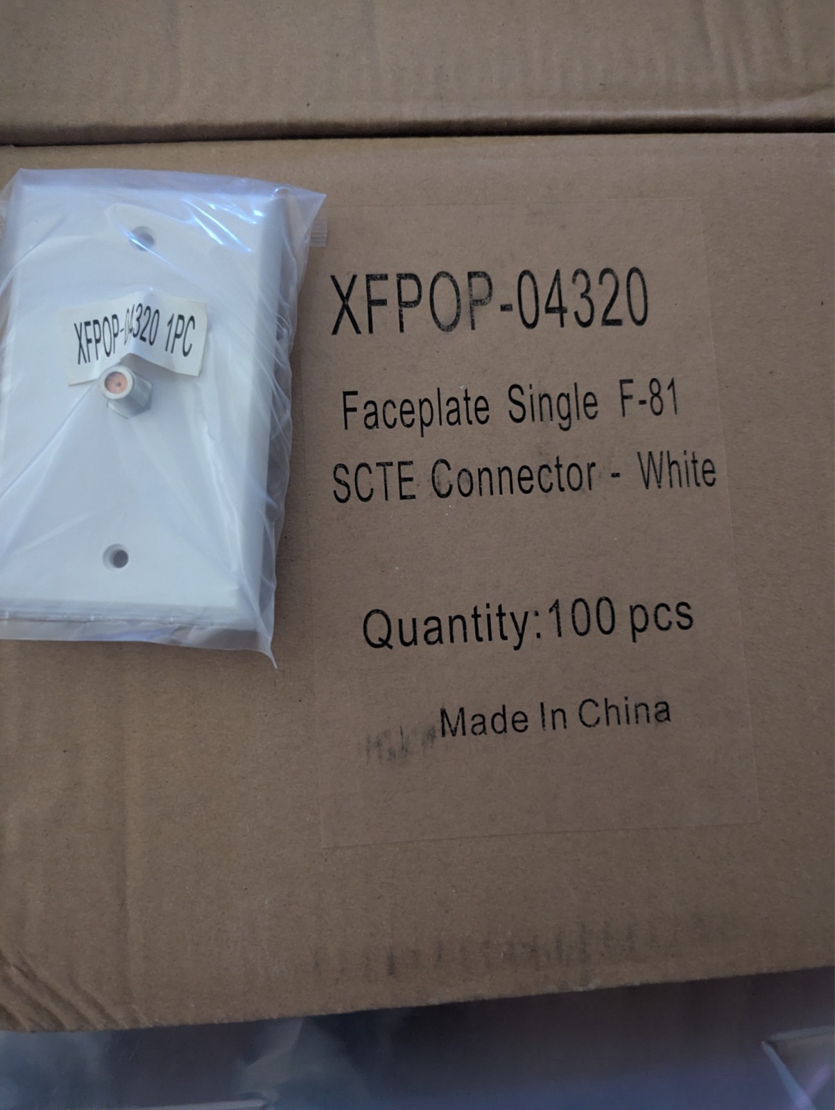 100 Ct Coax WallPlate White- Connector Cable Mount - CATV/ Satellite - 100 Pack