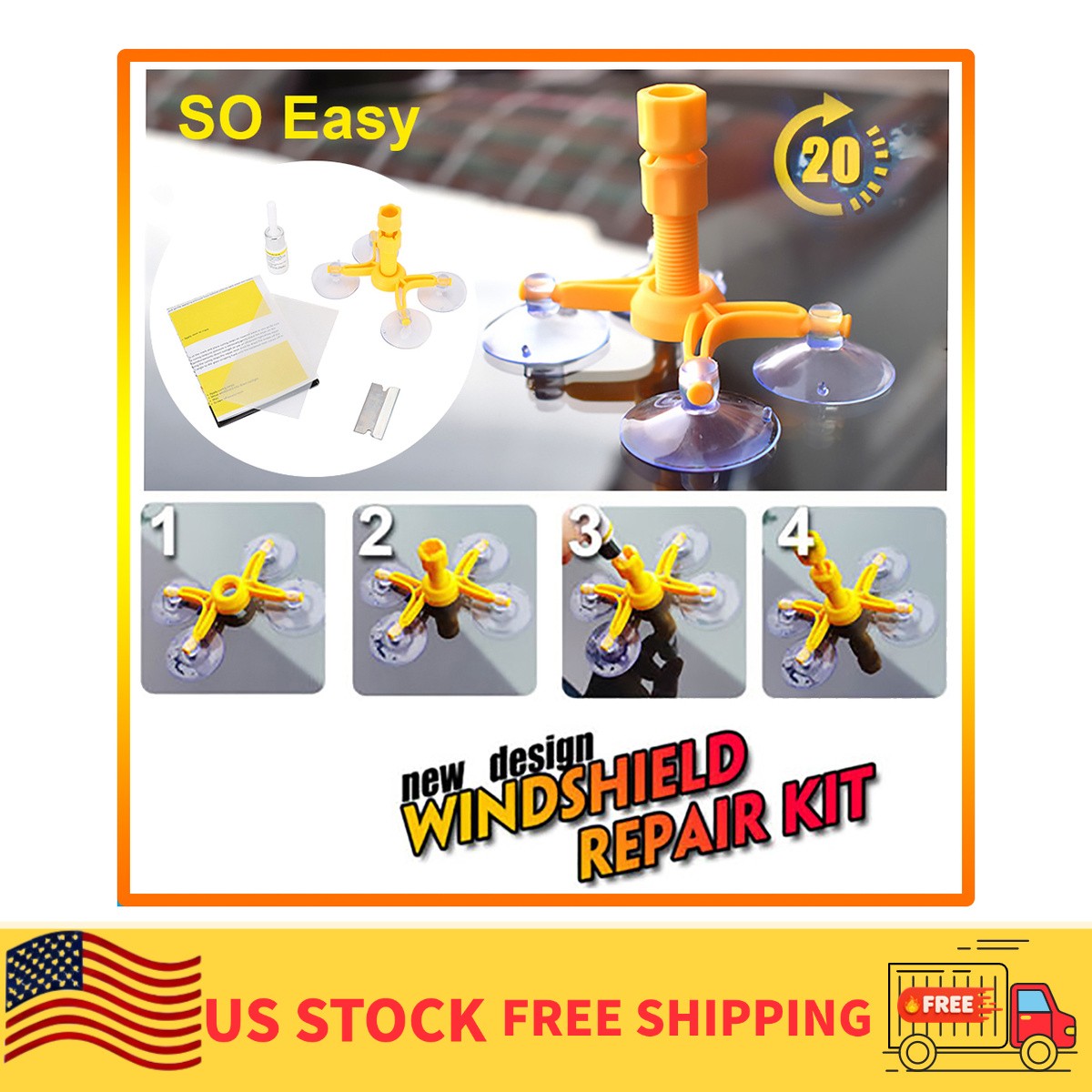 Car Windshield Repair Kit Window Glass Crack Repair Tool Chips Scratch Resin /US