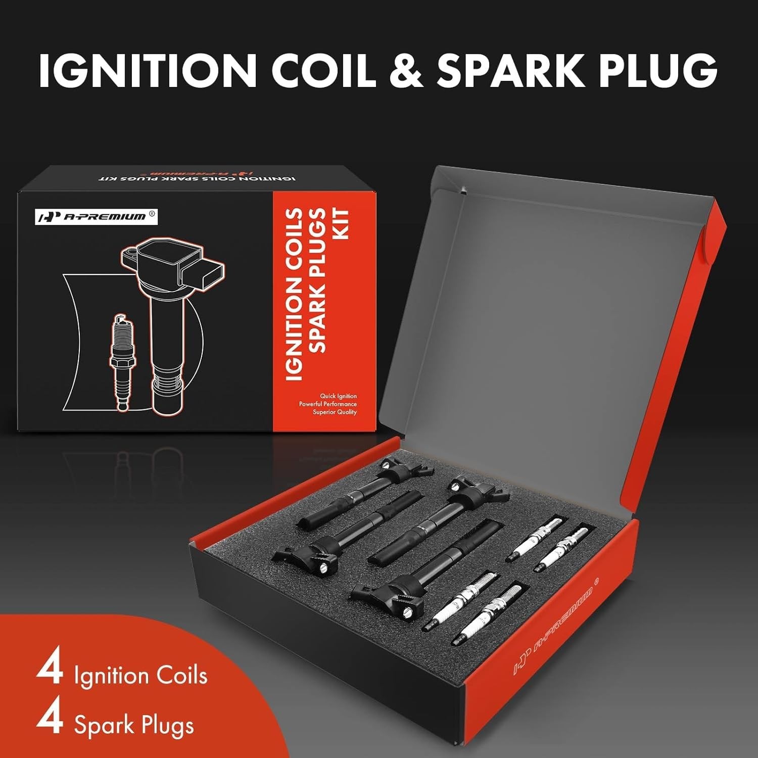 Complete Pack of 6 APM Set of 4 Ignition Coil Pack (2-pin) and Iridium