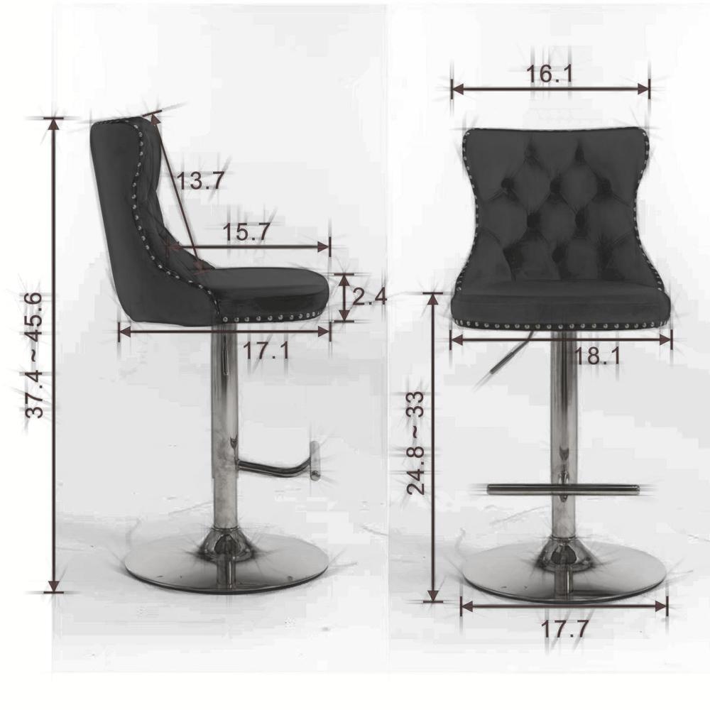 High Quality 2PCS 25-33"Height Swivel Bar Stool Upholstered Velvet Chairs New St