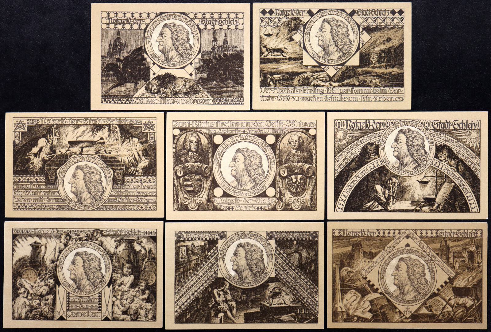 SCHLEIZ 1921 "Alchemy & Magic" Complete Series German Notgeld