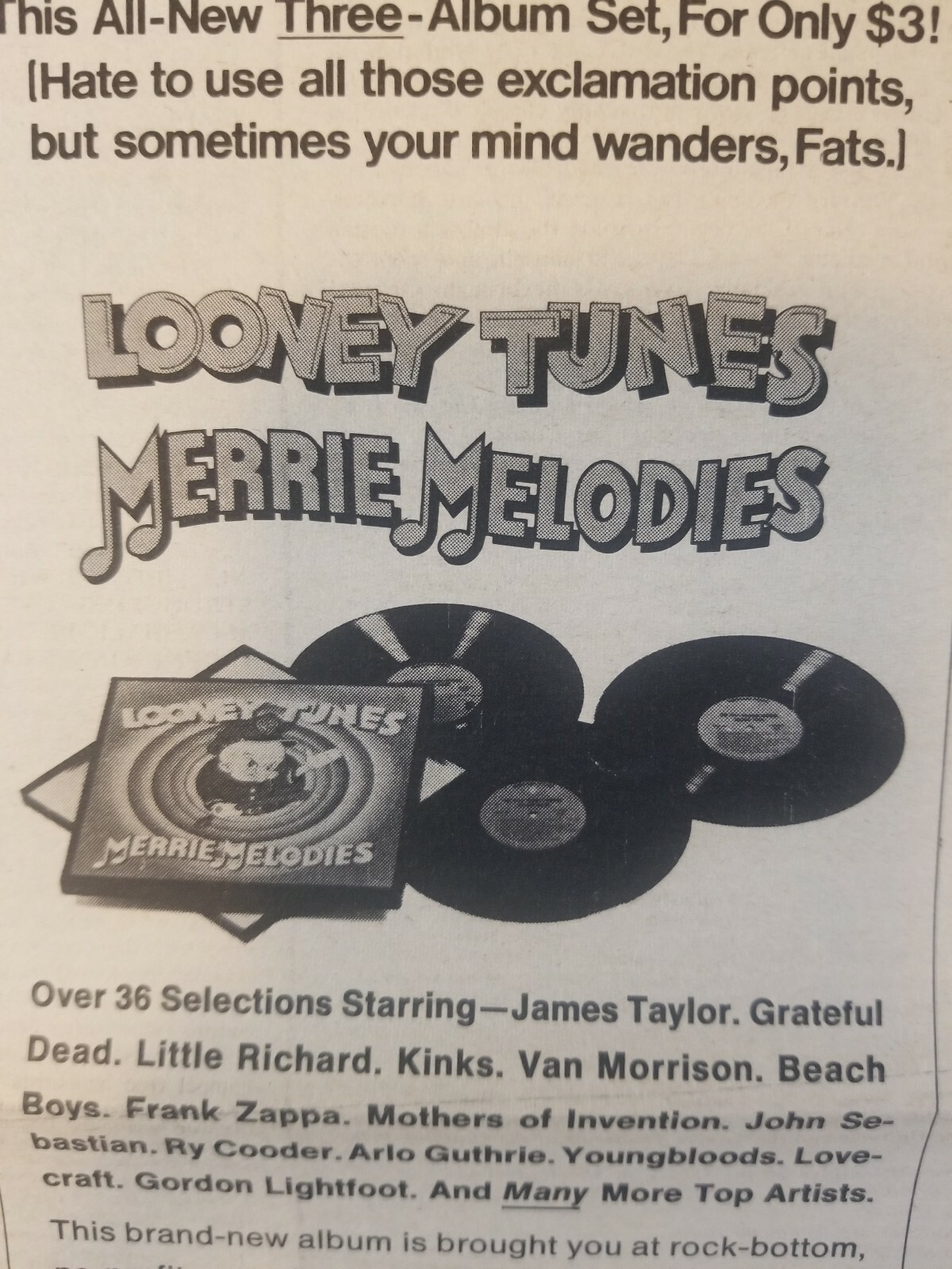 Vintage Ad Looney Tunes Merrie Melodies Records 1971 LA FREE PRESS Unframed