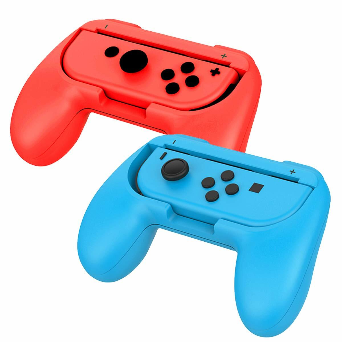 4-Pack Beastron Joy-Con Grips Compatible w/Nintendo Switch (Red & Blue & Black)
