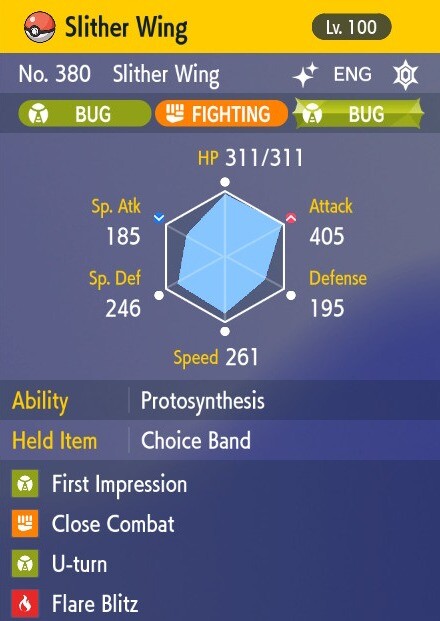 Pokemon Scarlet and Violet 6iv Shiny Max EV Slither Wing