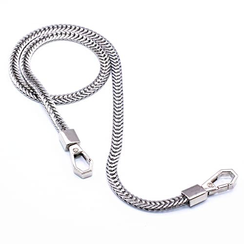 Iron Flat Chain Strap Purse Chain Straps Handbag Chains Shoulder 23.6" Silver
