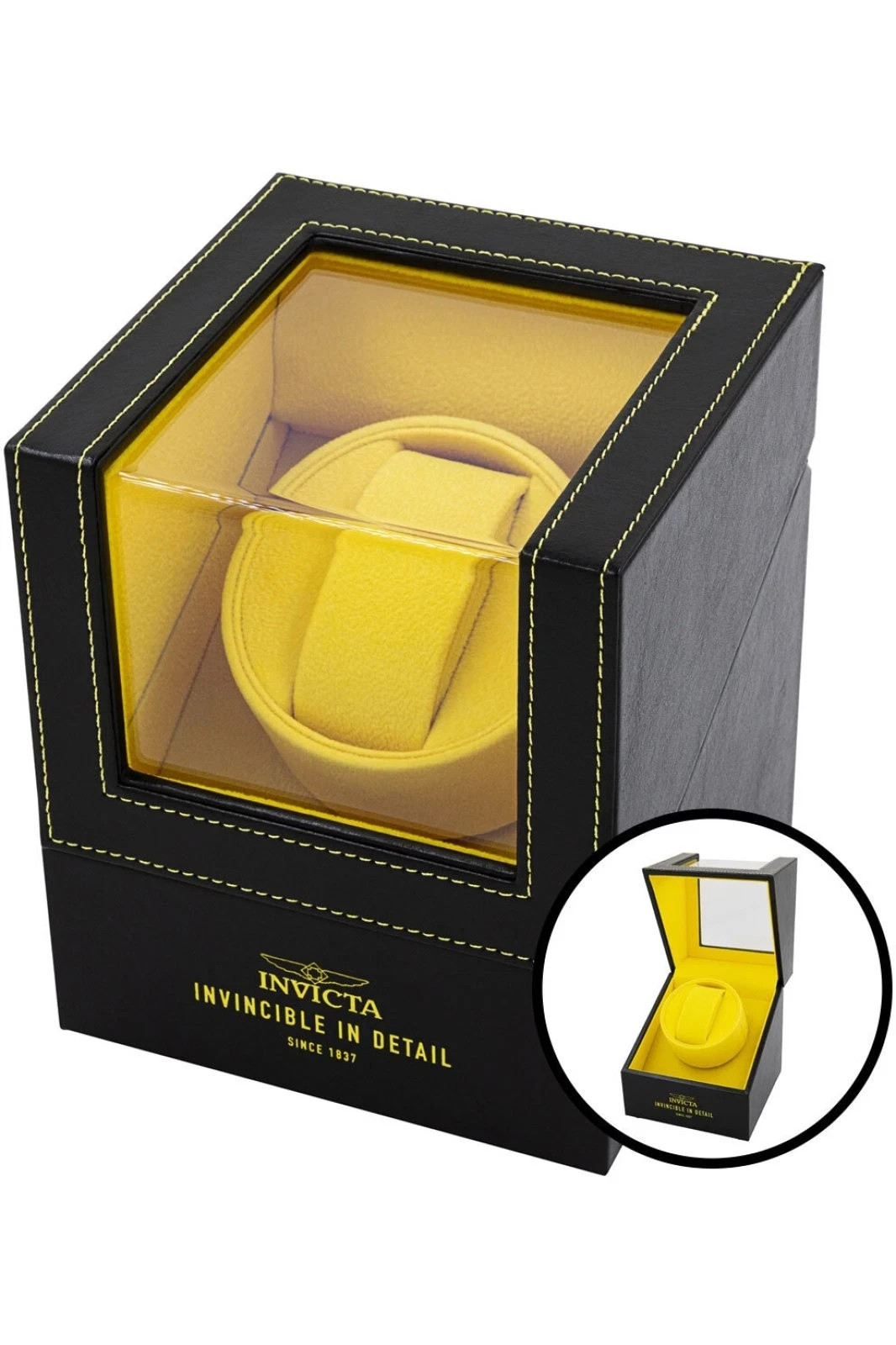 Invicta Watch WINDER Automatic 1-Slot Black/Yellow Box/Display Case IPM-546-NEW