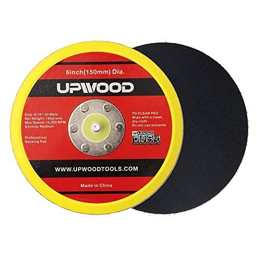 2 Pack 6" Hook & Loop Backing Pad for Air Sander Polisher, 5/16" Arbor, 24 Threa