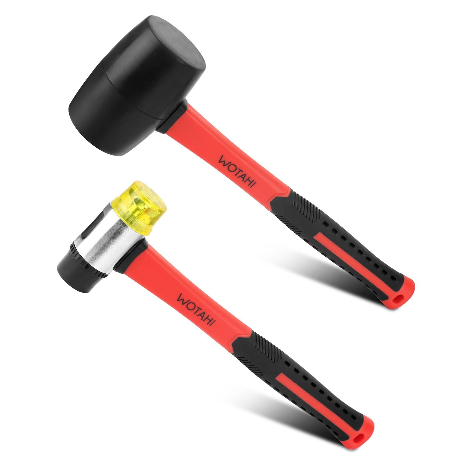 2Piece Hammer Set  16 oz Rubber Mallet Hammer and 35 mm DoubleFaced Soft Hamm