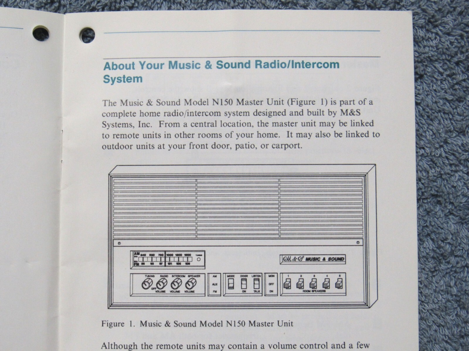 N150 Owner's Guide - Operating Instructions - Manual M&S Home Intercom