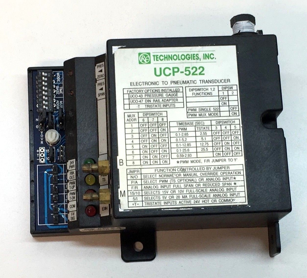 RE Technologies UCP-522 Electronic to Pneumatic Transducer