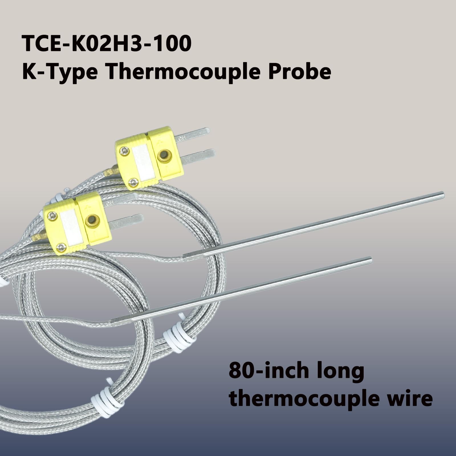 2 PCS TCEK02H3100 KType Thermocouple Probe 681120F Temperature Sensor