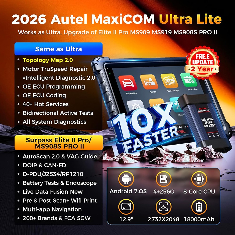 2026 Autel MaxiSys ULTRA Lite MS919 Diagnostic Scanner Advanced VCI Programming