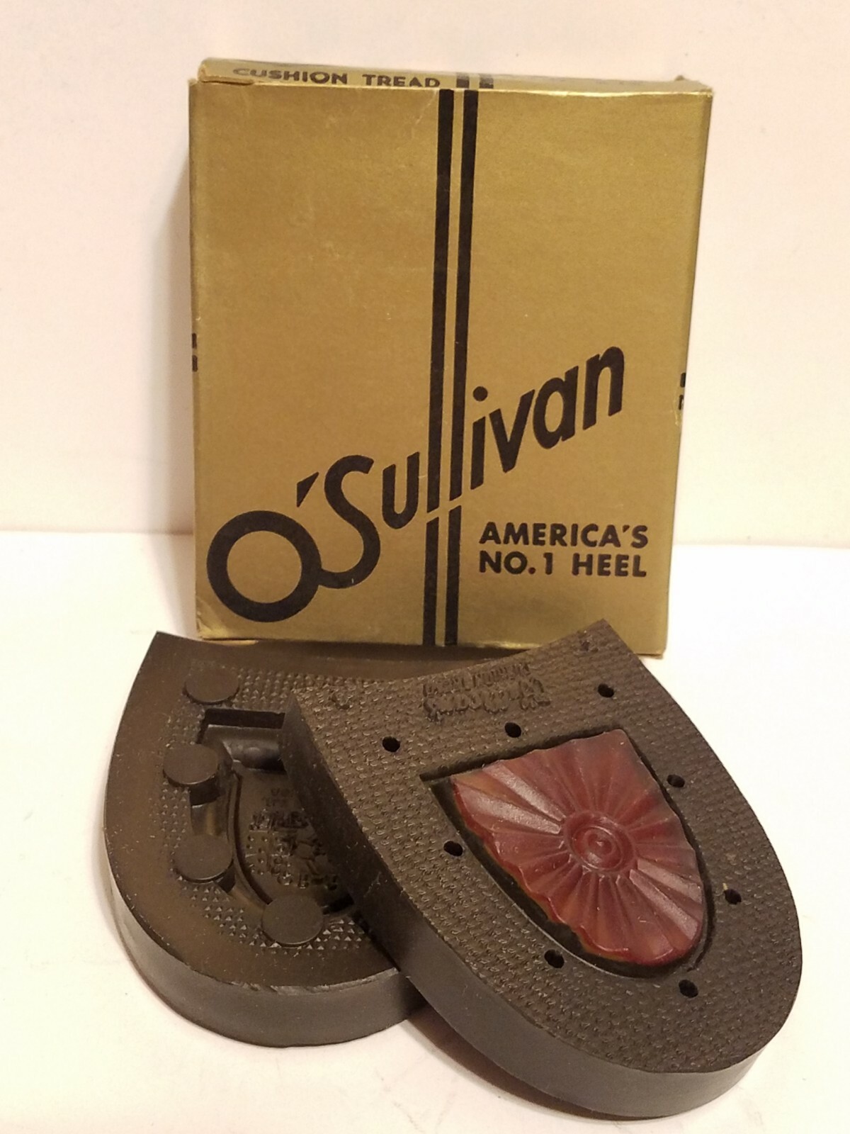 VINTAGE New Old Stock O'SULLIVAN RUBBER HEELS Neut 9-10 Cushion Tread & BOX
