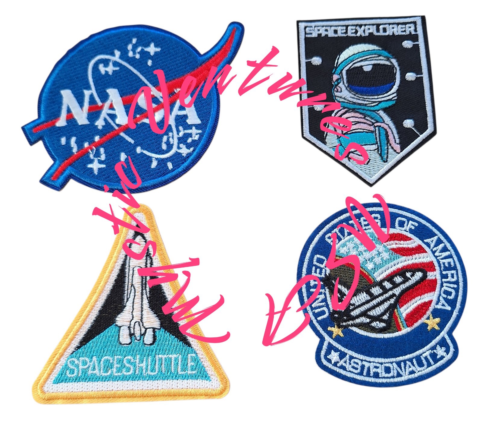 4 Pieces Patch Space Explorer Shuttle NASA Fun Gift For Kids Party Iron On