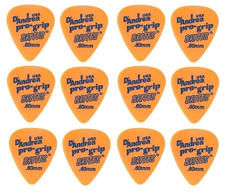 D'andrea Pro-Grip BRITES Guitar Picks Orange 0.60mm, 1 Dozen